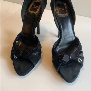 Christian Dior D’Orsay Suede Peep-Toe Heels